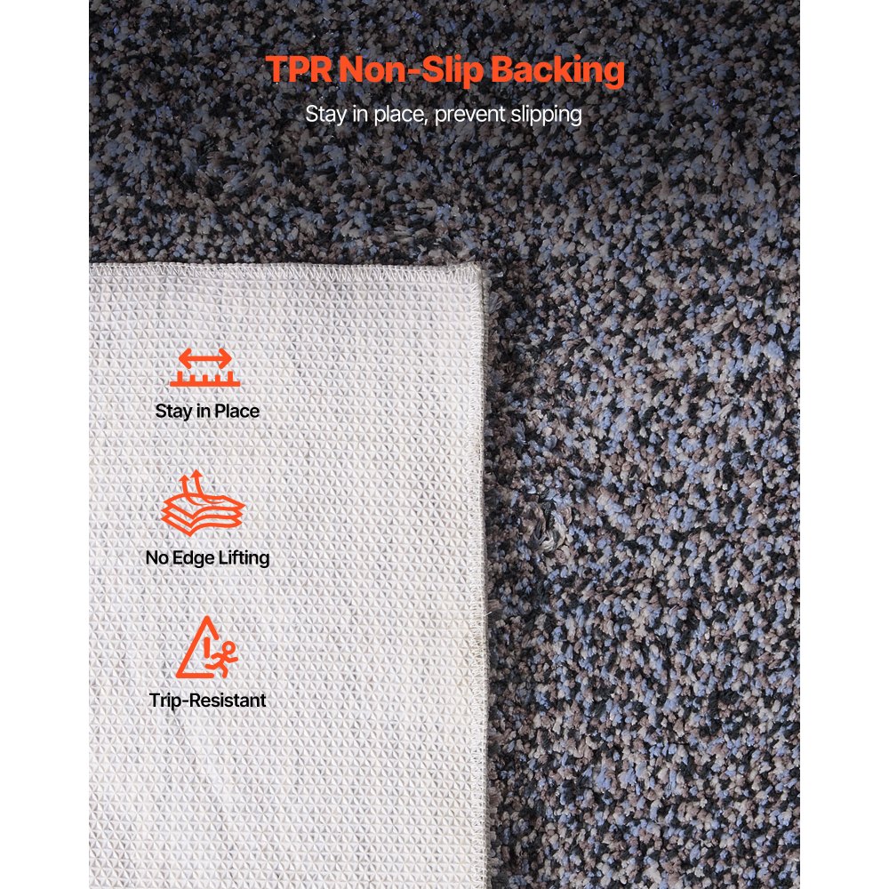VEVOR Alfombra de Pelo Corto 3658 x 2743 mm, para Salón, 20 mm de Altura, para Interior, para Salón y Dormitorio, sin Pelusa y con Base Antideslizante de TPR, Combinación de Azul, Blanco y Gris