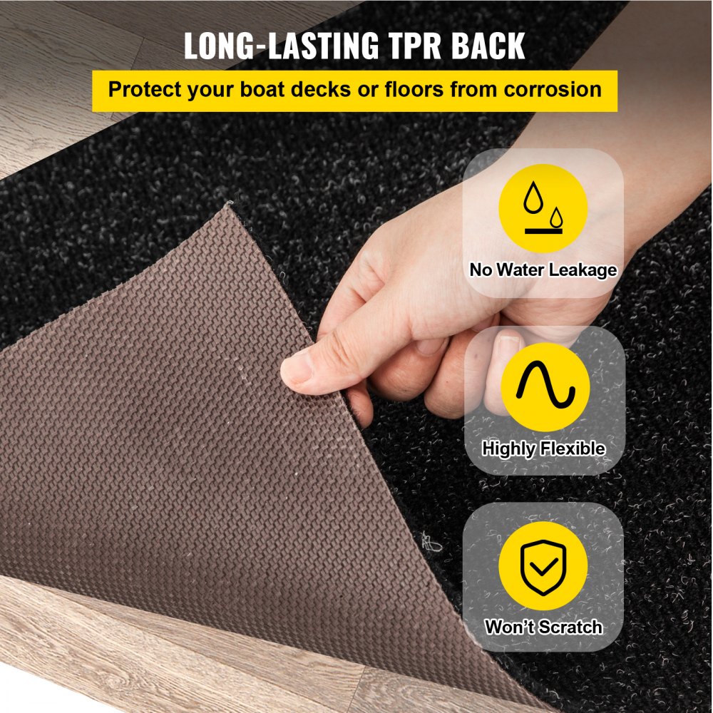 Vevor 1,8x5,5 M Alfombra Antideslizante Alfombra Marina Para Barco Y Coche Negro