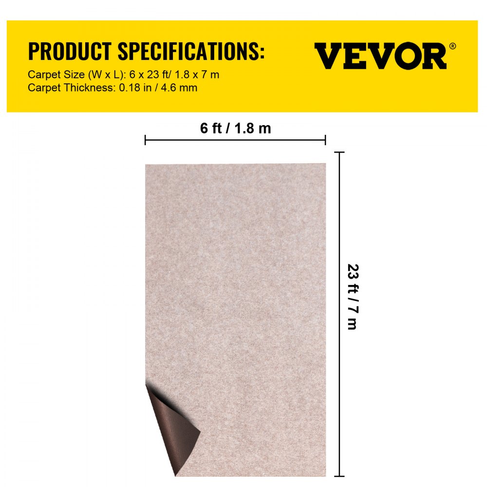 Vevor Alfombra Para Barco 1,8x7 M Alfombra Antideslizante Cortable Marrón Claro