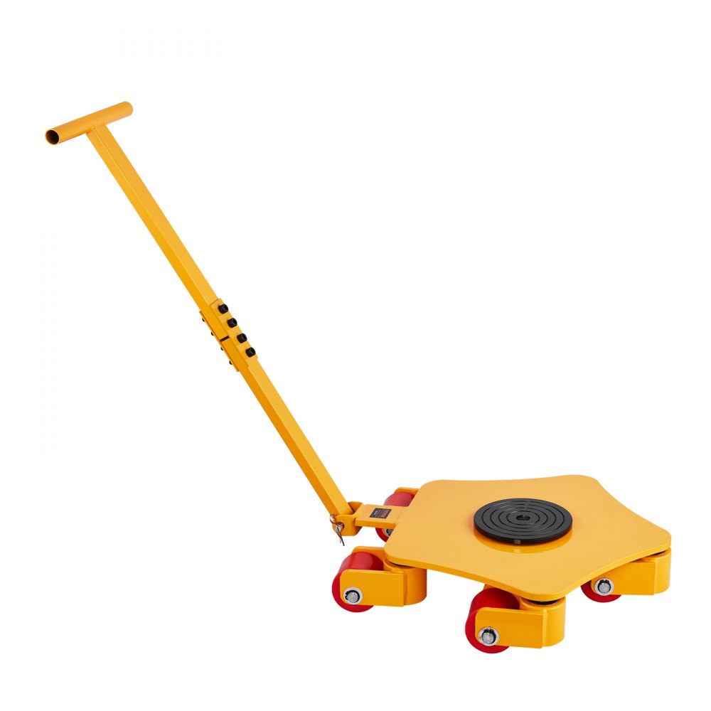 VEVOR Plataforma Rodante para Maquinaria con Manija, Carga de 3991,6 kg, Patín para Maquinaria con Tapa Giratoria de 360° y 5 Ruedas Giratorios, Equipo de Movimiento Industrial para Taller, Amarillo