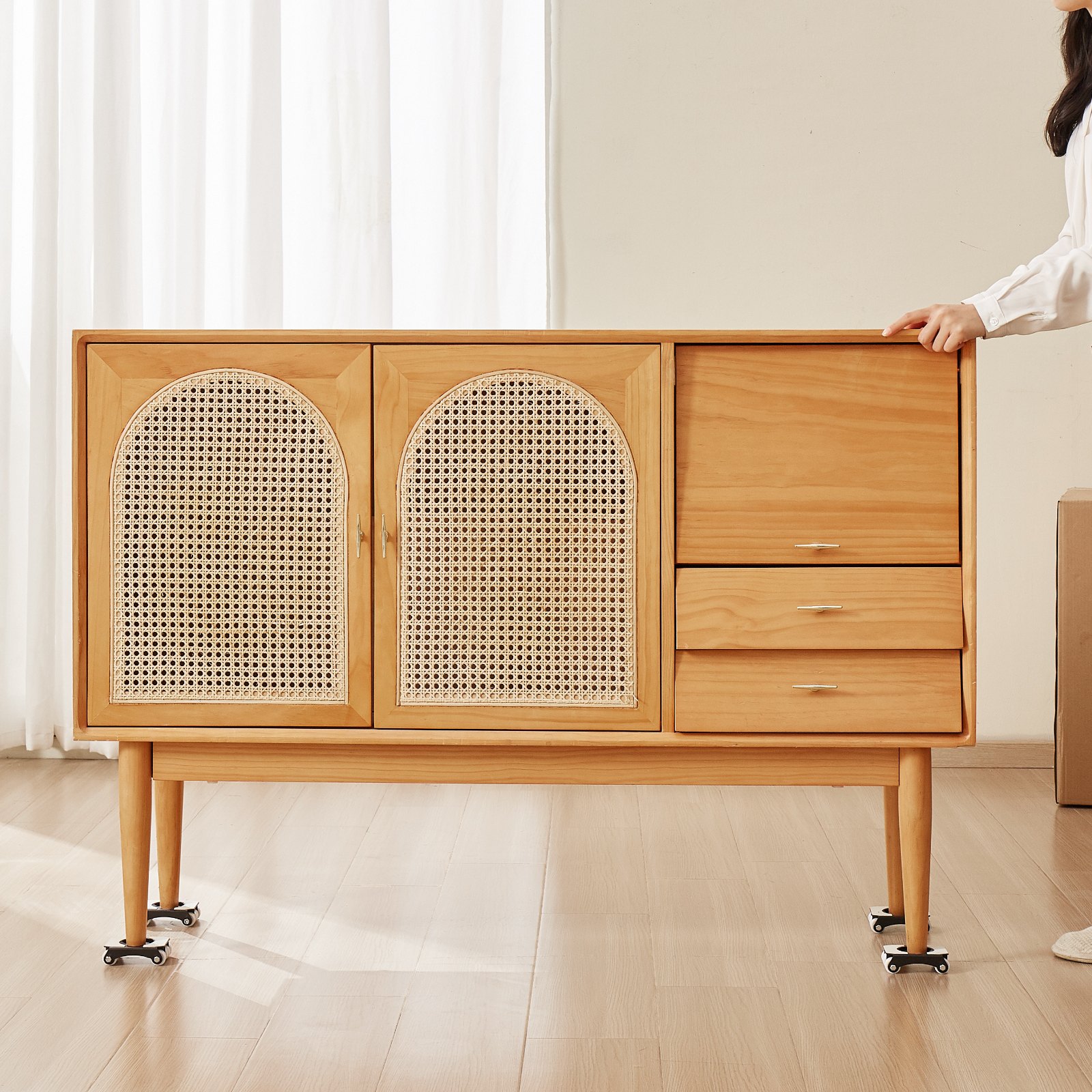 VEVOR 4 PCS Plataforma Rodante para Muebles Carga de 340 kg, Transportador de Muebles Resistente con Ruedas, Estructura de Doble Fila y Ocho Ruedas y Panel de Acero al Carbono para Mover Muebles