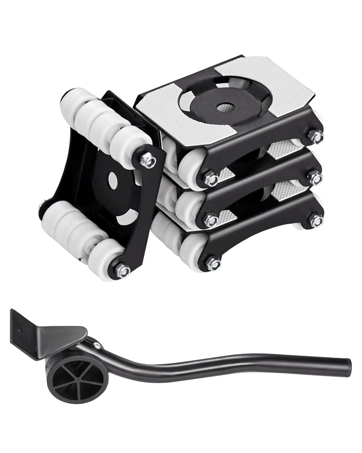 VEVOR 4 PCS Plataforma Rodante para Muebles Carga de 340 kg, Transportador de Muebles Resistente con Ruedas, Estructura de Doble Fila y Ocho Ruedas y Panel de Acero al Carbono para Mover Muebles