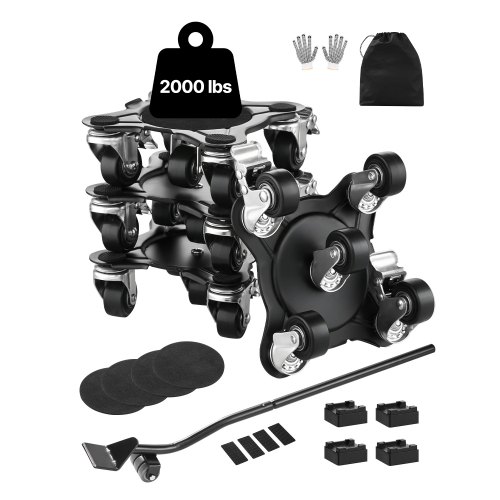 VEVOR 4 PCS Plataforma Rodante para Muebles 158 x 158 x 65 mm Carga de 544 kg, Transportador de Muebles Resistente con 5 Ruedas Giratorias de 360° y Panel de Acero al Carbono para Mover Muebles