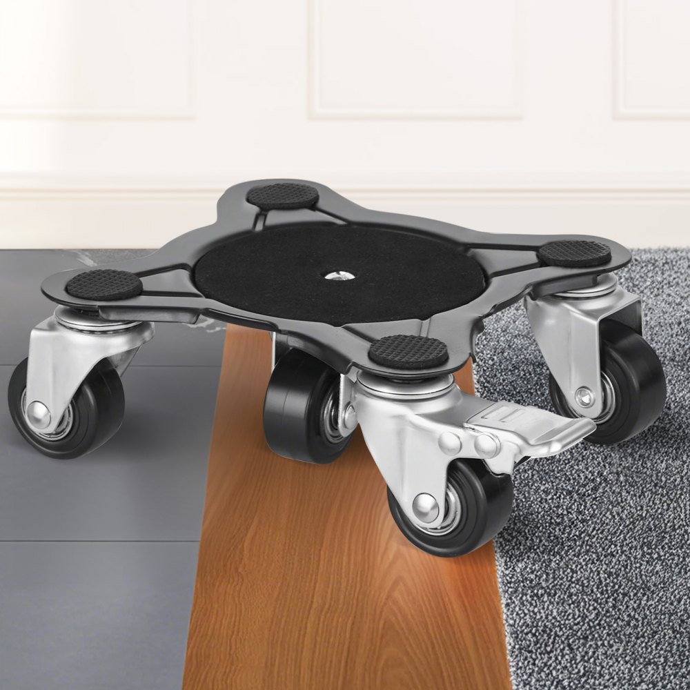 VEVOR 4 PCS Plataforma Rodante para Muebles 158 x 158 x 65 mm Carga de 544 kg, Transportador de Muebles Resistente con 5 Ruedas Giratorias de 360° y Panel de Acero al Carbono para Mover Muebles
