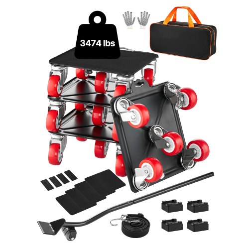VEVOR 4 PCS Plataforma Rodante para Muebles 198 x 198 x 75 mm Carga de 1575 kg, Transportador de Muebles Resistente con 5 Ruedas Giratorias de 360° y Panel de Acero al Carbono para Mover Muebles