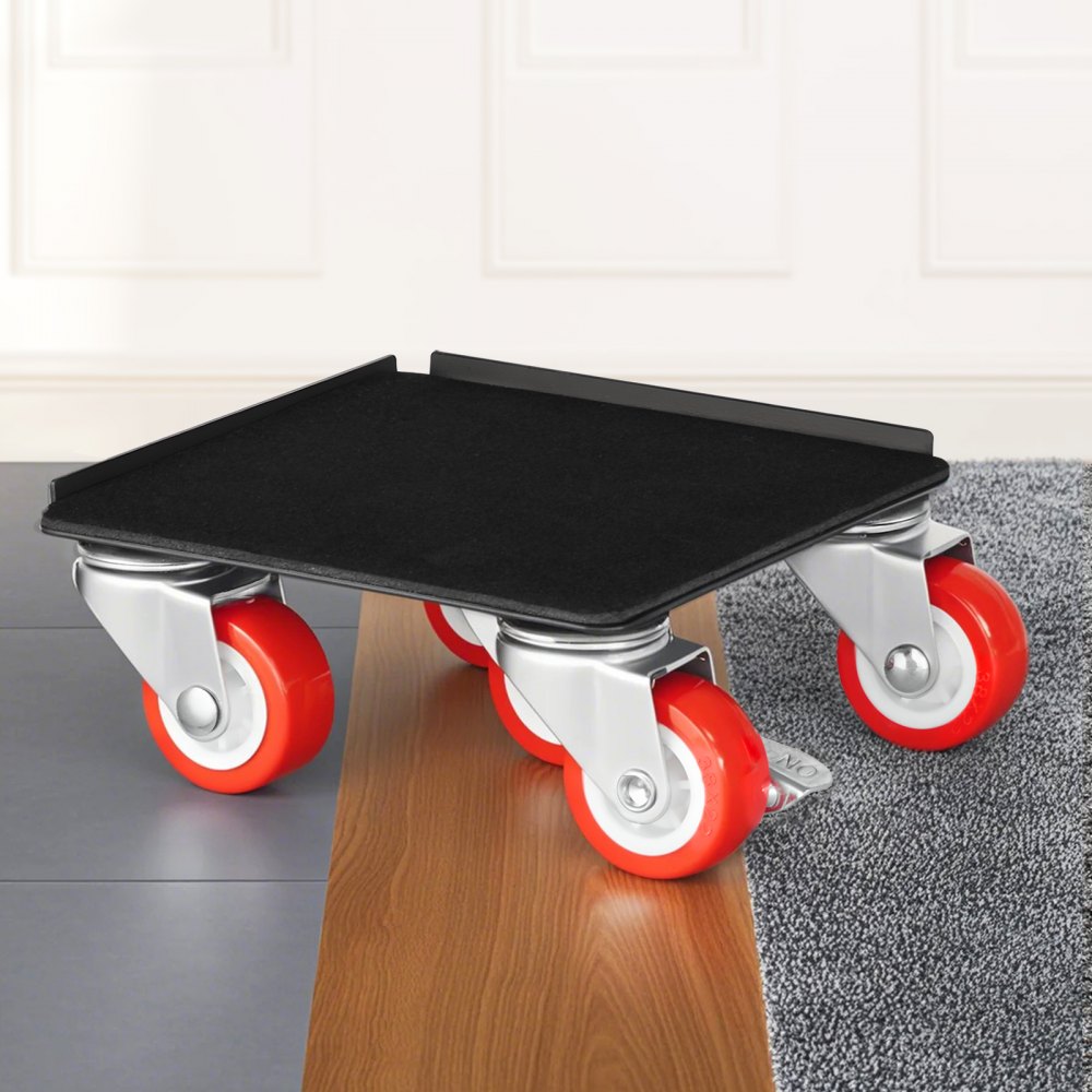 VEVOR 4 PCS Plataforma Rodante para Muebles 135 x 135 x 52 mm Carga de 544 kg, Transportador de Muebles Resistente con 5 Ruedas Giratorias de 360° y Panel de Acero al Carbono para Mover Muebles