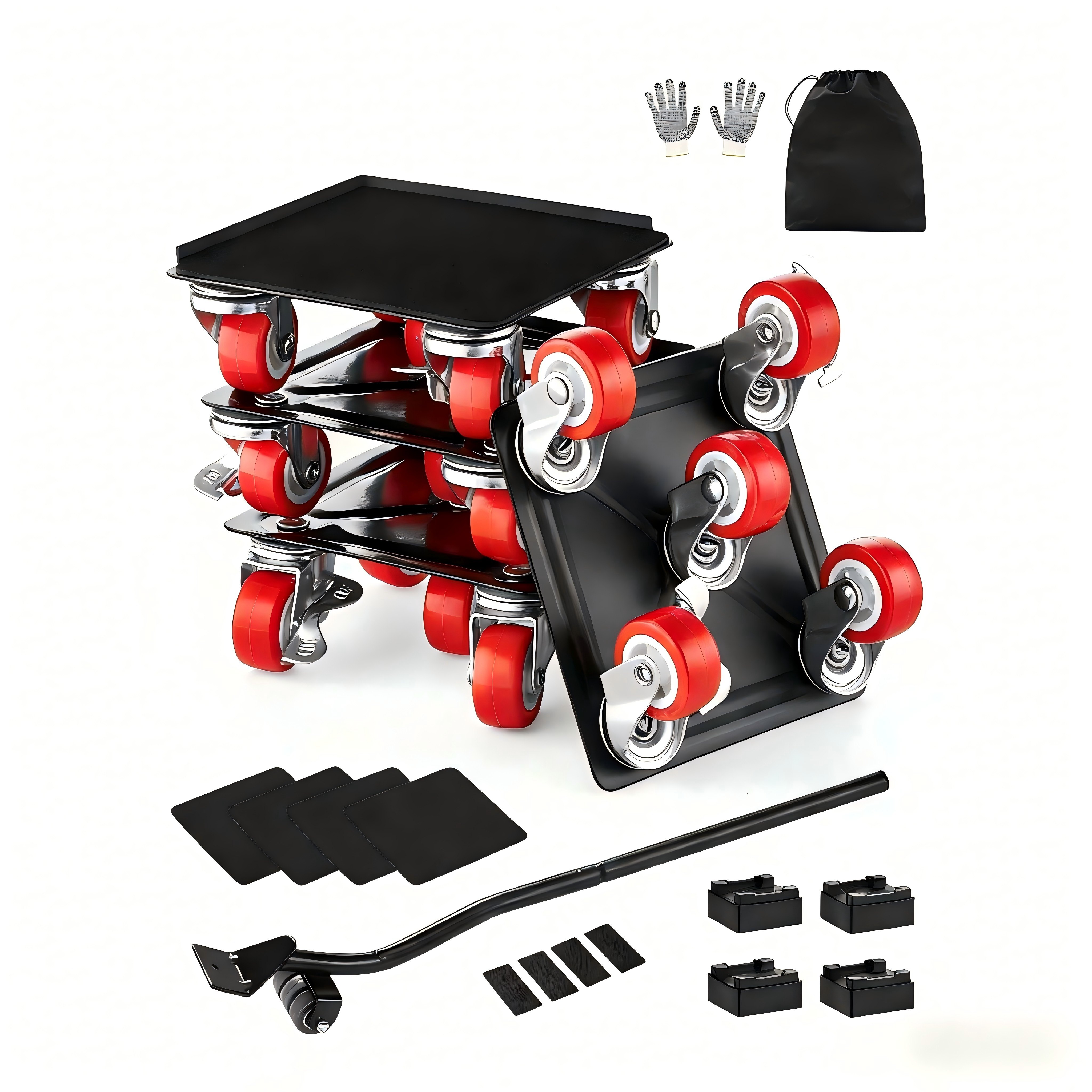 VEVOR 4 PCS Plataforma Rodante para Muebles 135 x 135 x 52 mm Carga de 544 kg, Transportador de Muebles Resistente con 5 Ruedas Giratorias de 360° y Panel de Acero al Carbono para Mover Muebles