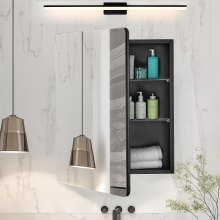 VEVOR Botiquín con Espejo para Baño y Estantes Ajustables 610 x 126 x 762 mm