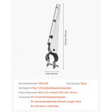 VEVOR Brazo de Extensión de Alambre de Púas, 10 Paquetes Extensores de Postes de Cerca de 375 mm, Diseño de Soporte en U, Extensor de Altura de Cerca de Acero para Evitar que Las Mascotas Salten