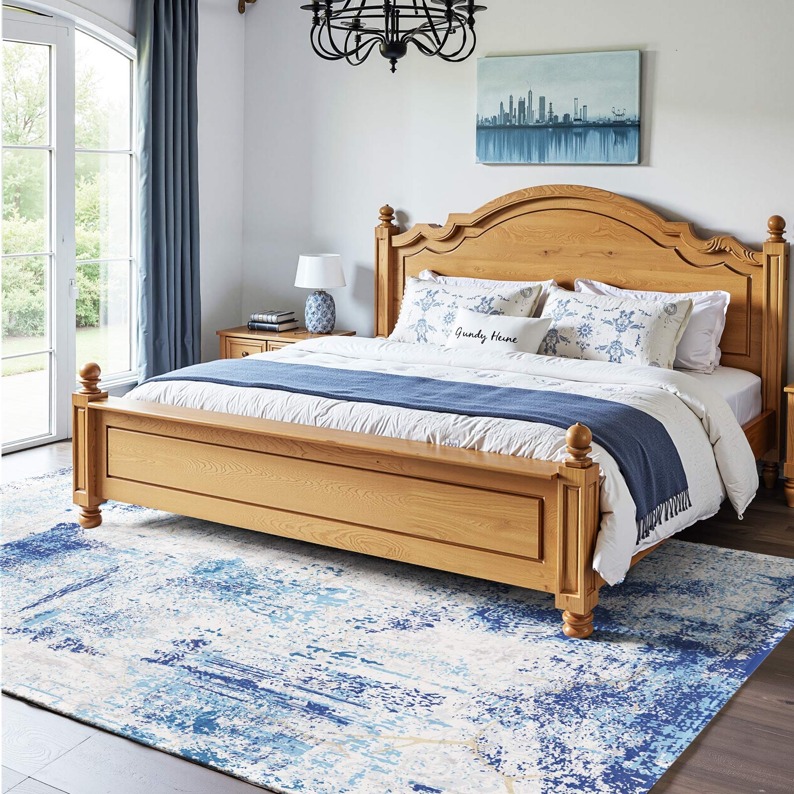 VEVOR Alfombra Suave de 1,5 x 2,1 m Alfombra Moderna Pelo Corto Antideslizante Resistente al Desgarro Elegante Ideal para Dormitorio, Oficina, Sala de Estar, Habitación Infantil, Entrada, Azul