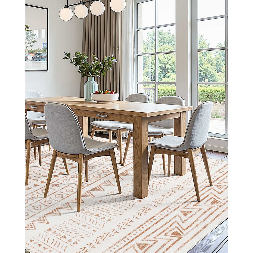 VEVOR Area Rug, 1524x2438 mm, Washable Rug, Non-Slip Living Room Rug in Modern Style, Indoor Mat for Bedroom, Office, Living Room, Children's Room, Entrance Area, Beige