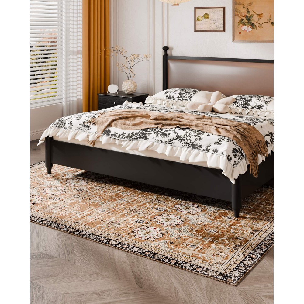 VEVOR Area Rug, 1829x2743 mm, Short Pile, Washable Rug, Non-Slip Vintage Style Living Room Rug, Indoor Mat for Bedroom, Living Room, Children's Room, Entrance Area, Brown-Green