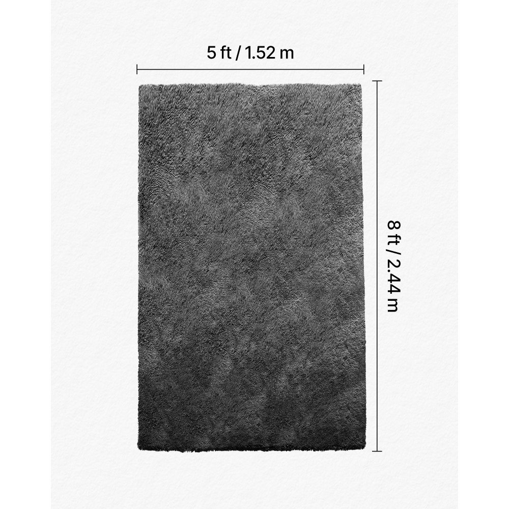 VEVOR Alfombra de Pelo Largo, Mullida, de Triple Capa, Forma Rectángulo, Ideal para Salón, Dormitorio y Jardín de Invierno, Suave, Antideslizante y sin Pelusa, Color Gris, 2438 x 1524 x 42 mm