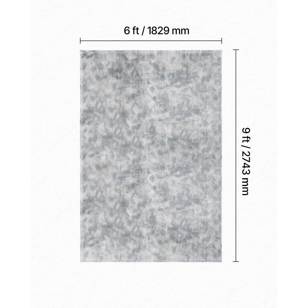 VEVOR Alfombra de Pelo Largo, Mullida y de Triple Capa, Forma Rectángulo, Ideal para Salón, Dormitorio e Invernadero, Suave y sin Pelusa, Antideslizante, Mezcla de Grises, 2743 x 1829 x 42 mm