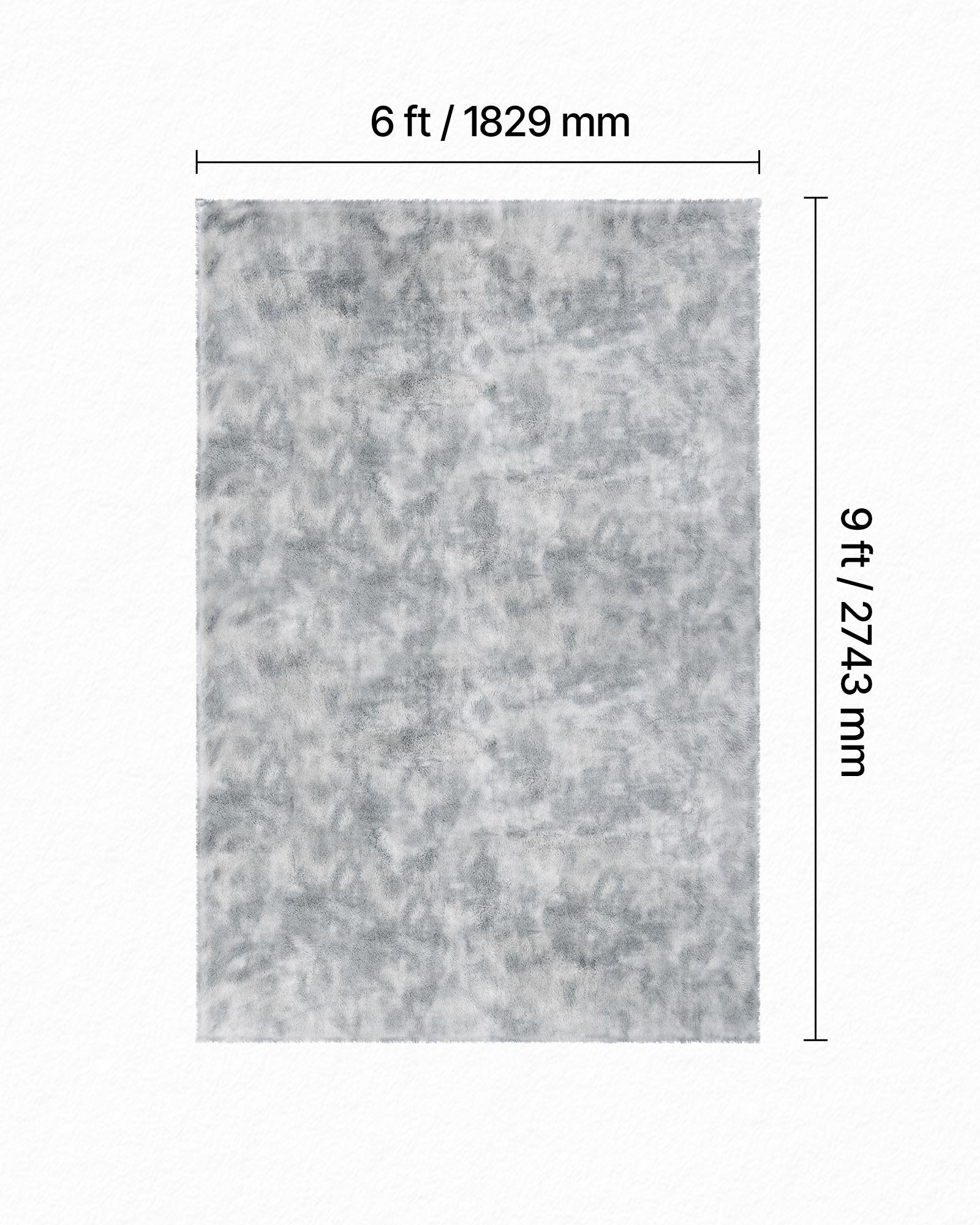 VEVOR Alfombra de Pelo Largo, Mullida y de Triple Capa, Forma Rectángulo, Ideal para Salón, Dormitorio e Invernadero, Suave y sin Pelusa, Antideslizante, Mezcla de Grises, 2743 x 1829 x 42 mm