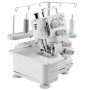 VEVOR Máquina de Coser Overlock, 1250 Puntadas por Minuto, Compatible con 3 y 4 Hilos, con Luz LED y Pies de Succión Fuertes, con Marco de Metal para Varios Tejidos, Blanco, 260 x 270 x 270 mm