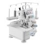 VEVOR Máquina de Coser Overlock, 1250 Puntadas por Minuto, Compatible con 3 y 4 Hilos, con Luz LED y Pies de Succión Fuertes, con Marco de Metal para Varios Tejidos, Blanco, 260 x 270 x 270 mm
