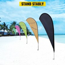 VEVOR Bandera de Plumas, 4,3 m 10 Kits Bandera de Estandarte de Pluma, 25 mm Poste de Bandera de Pluma, Banderas Publicitarias, Bandera Tipo Pluma con Bolsa para Apertura, Presentaciones de Tiendas