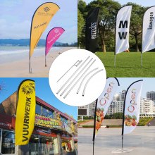 VEVOR Bandera de Plumas, 4,3 m 10 Kits Bandera de Estandarte de Pluma, 25 mm Poste de Bandera de Pluma, Banderas Publicitarias, Bandera Tipo Pluma con Bolsa para Apertura, Presentaciones de Tiendas
