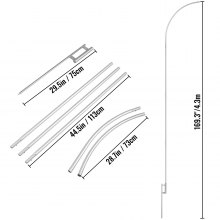 VEVOR Bandera de Plumas, 4,3 m 10 Kits Bandera de Estandarte de Pluma, 25 mm Poste de Bandera de Pluma, Banderas Publicitarias, Bandera Tipo Pluma con Bolsa para Apertura, Presentaciones de Tiendas