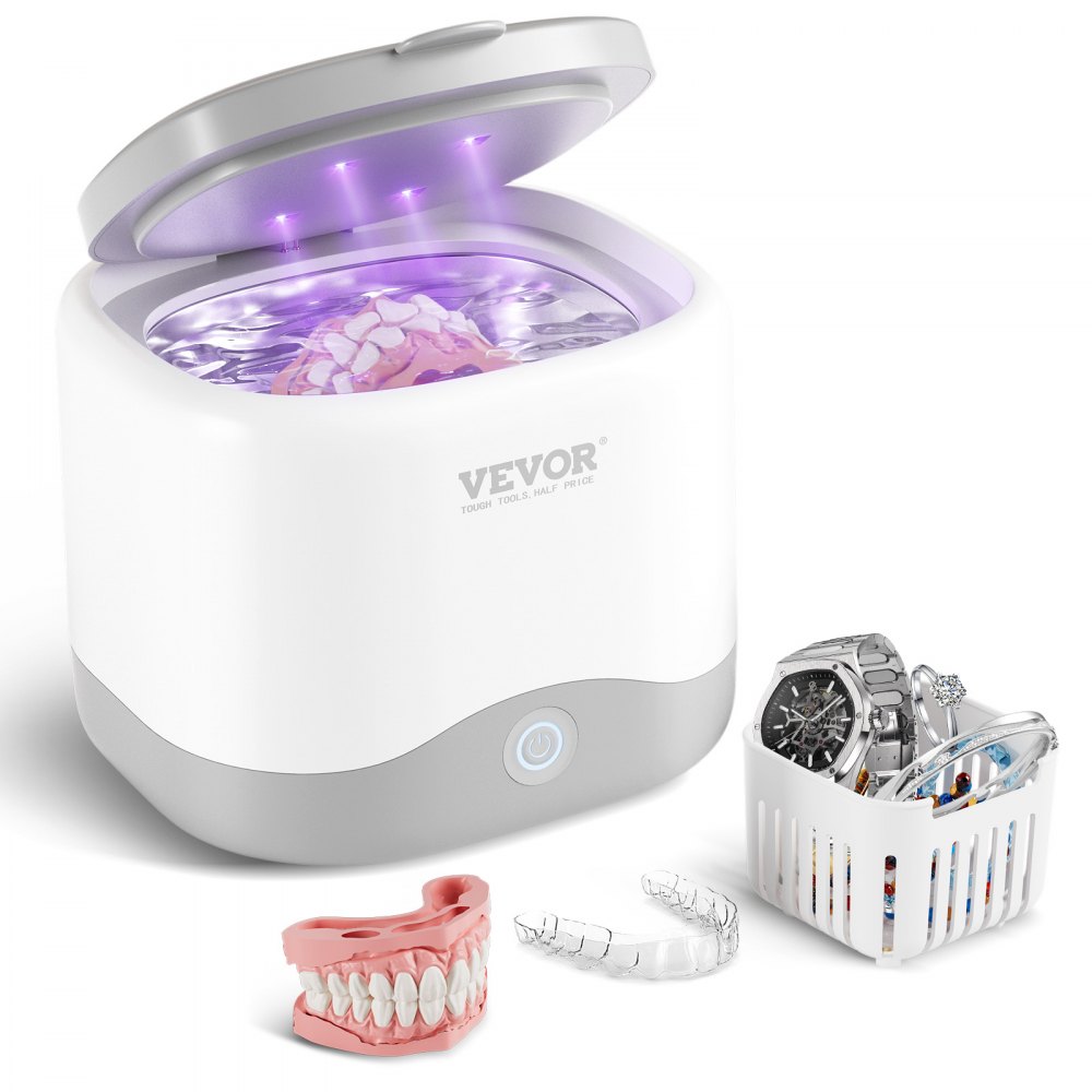 VEVOR Limpiador Ultrasónico 0,18 L para Dentaduras Postizas 30 W con Luz UV