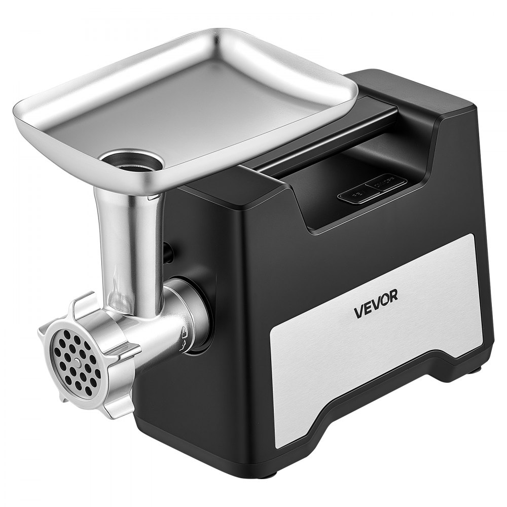 VEVOR Picadora de Carne Eléctrica 1,5-2 kg/min, Potencia Máxima de 1200 W, Carcasa de Acero Inoxidable, Potencia Nominal 500 W, con 2 Placas de Molienda, Tubo para Embutir Salchichas y Kit para Kubbe