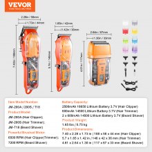 VEVOR Cortadora y Afeitadora de Pelo 3 en 1 Profesional 188 x 58 x 44 mm Naranja