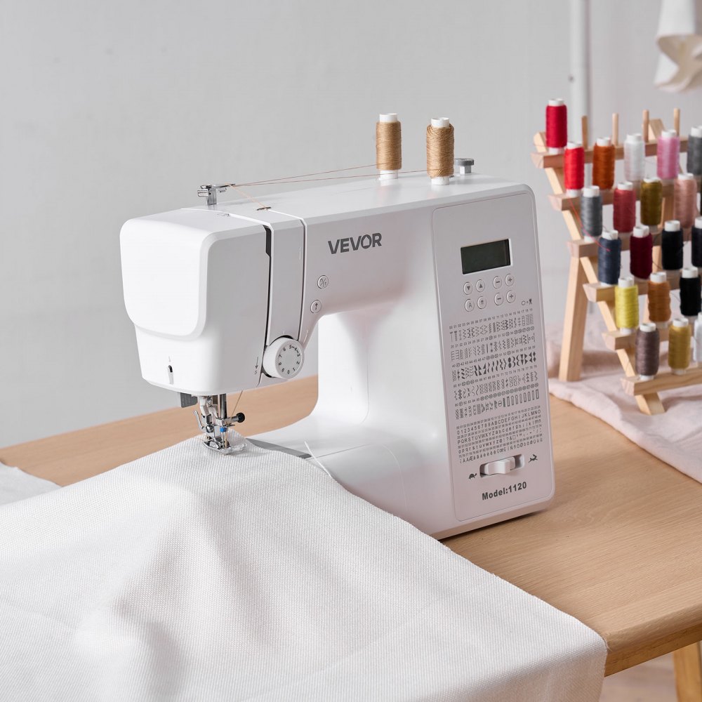 VEVOR Computerized Sewing Machine, 200 Stitch Applications, with LCD Screen, Foot Pedal and LED Light, Heavy-Duty Metal Frame, Digital Sewing Machine with Powerful Motor for Crafts and Mending