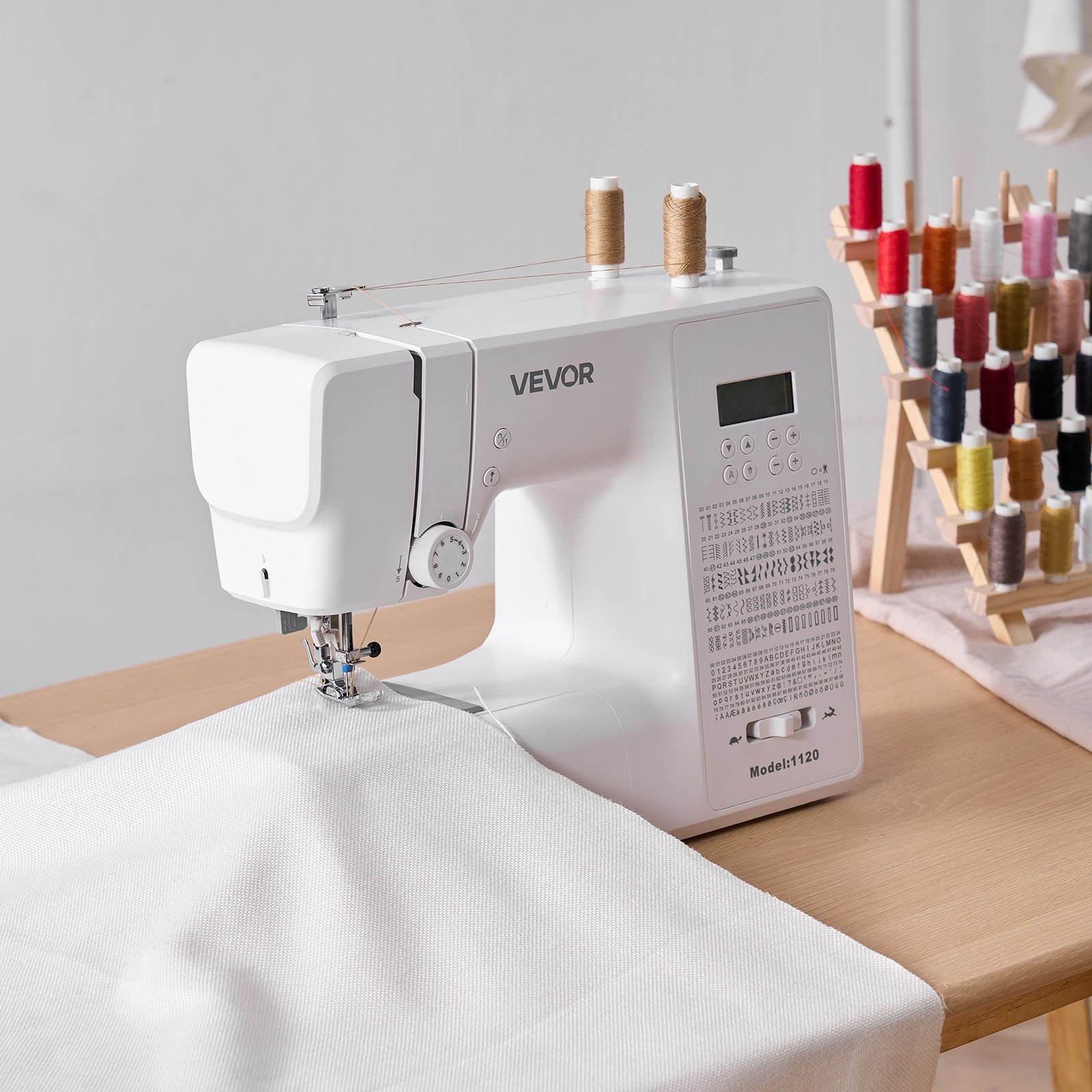 VEVOR Computerized Sewing Machine, 200 Stitch Applications, with LCD Screen, Foot Pedal and LED Light, Heavy-Duty Metal Frame, Digital Sewing Machine with Powerful Motor for Crafts and Mending