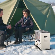 VEVOR Calefactor de Queroseno 10 000 BTU, Portátil, 14 L, con Apagado Automático, Llama Ajustable y Protección Antivuelco, para Casa, Garaje, Sótano, Camping, Taller y Emergencias, Color Negro