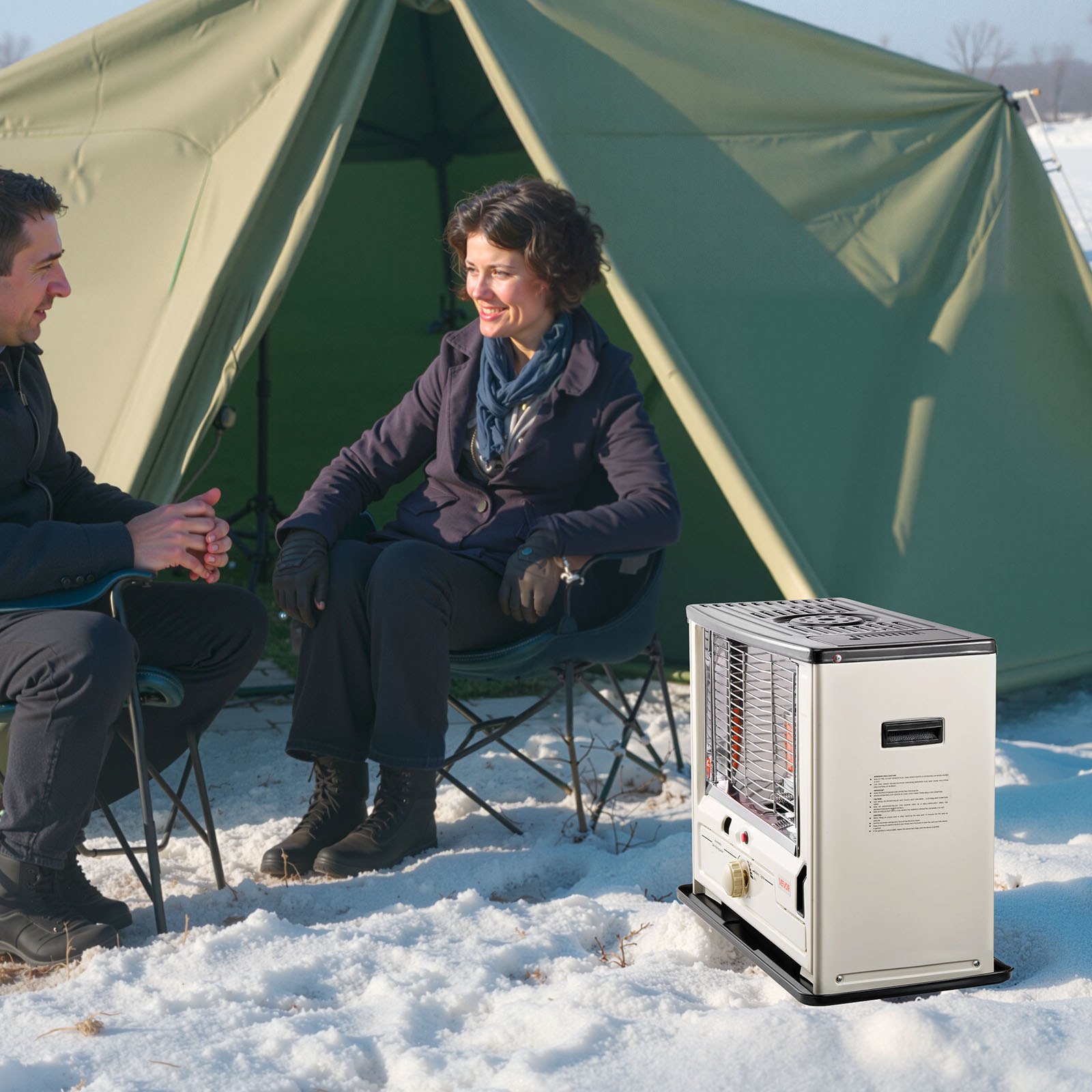 VEVOR Calefactor de Queroseno 10 000 BTU, Portátil, 14 L, con Apagado Automático, Llama Ajustable y Protección Antivuelco, para Casa, Garaje, Sótano, Camping, Taller y Emergencias, Color Negro