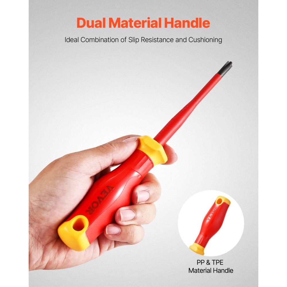 VEVOR Juego de Destornilladores Aislados, Eléctricos Profesionales, 50 uds, Herramienta de Electricista Aislada de 1000 V, con Puntas Magnéticas, Llave Hexagonal con Mango en T, 450x260x265 mm
