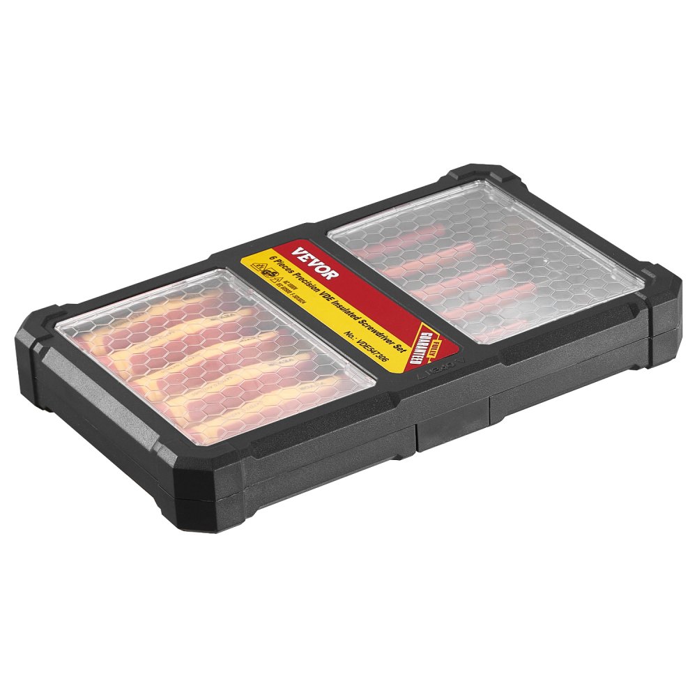 VEVOR Juego de Destornilladores Aislados de 1000 V, 6 PCS Juego de Destornilladores Eléctricos Profesionales con Puntas Ranuradas Phillips Magnéticas, Destornillador Giratorio de 360° y Bolsa