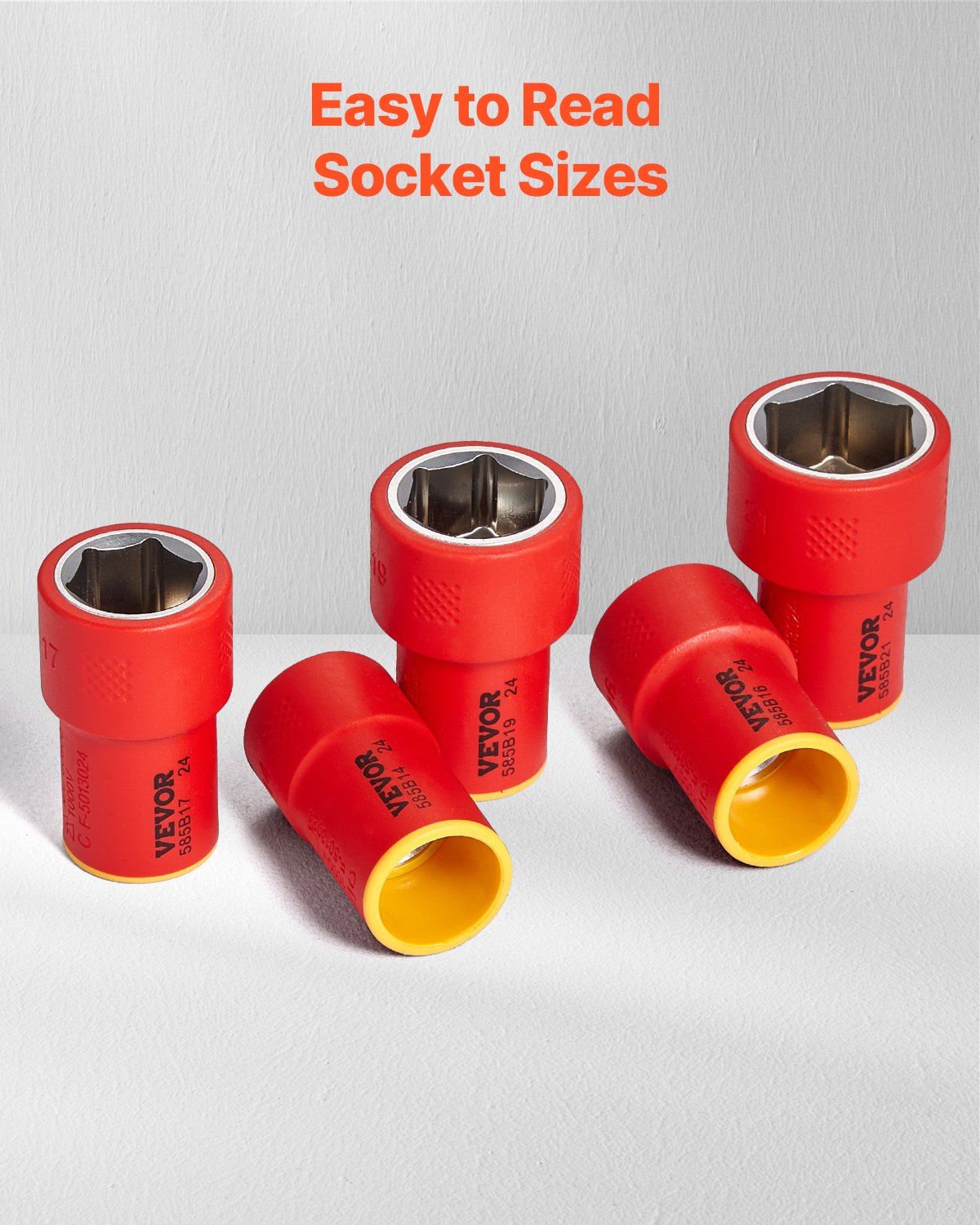 VEVOR 16 PCS 1000 V Juego de Vasos Aislados con Llaves de Vaso Aisladas, Llave con Mango en T Aislada, Trinquete de Accionamiento, Extensiones, para Reparación de Electricistas, Uso Doméstico