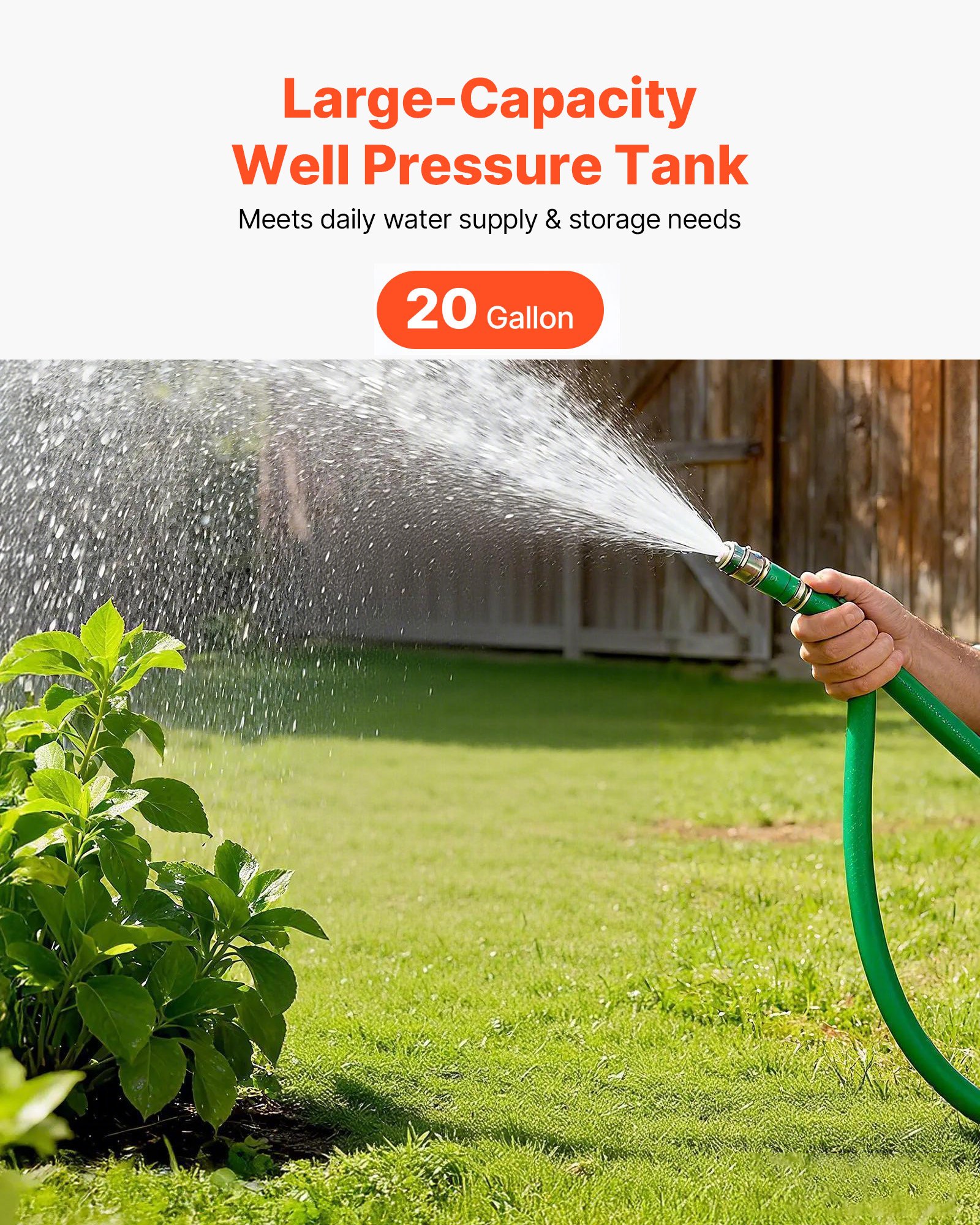 VEVOR Tanque de Presión para Pozos Verticales, 75,7 L, para Bombas de Pozo, Contenedor de Almacenamiento de Agua de Acero al Carbono para Hogares, Escuelas, Granjas y Sistemas de Riego, Azul