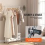 VEVOR Perchero Burro para Ropa con 4 Ruedas de 1 Barra y 1 Estante Longitud Extensible de 78-138 cm Perchero de Acero Perchero de Pie para Almacenaje de Ropas Zapatos Cajas Accesorios en Dormitorios