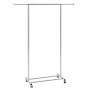 VEVOR Perchero Burro para Ropa con 4 Ruedas de 1 Barra y 1 Estante Longitud Extensible de 78-138 cm Perchero de Acero Perchero de Pie para Almacenaje de Ropas Zapatos Cajas Accesorios en Dormitorios