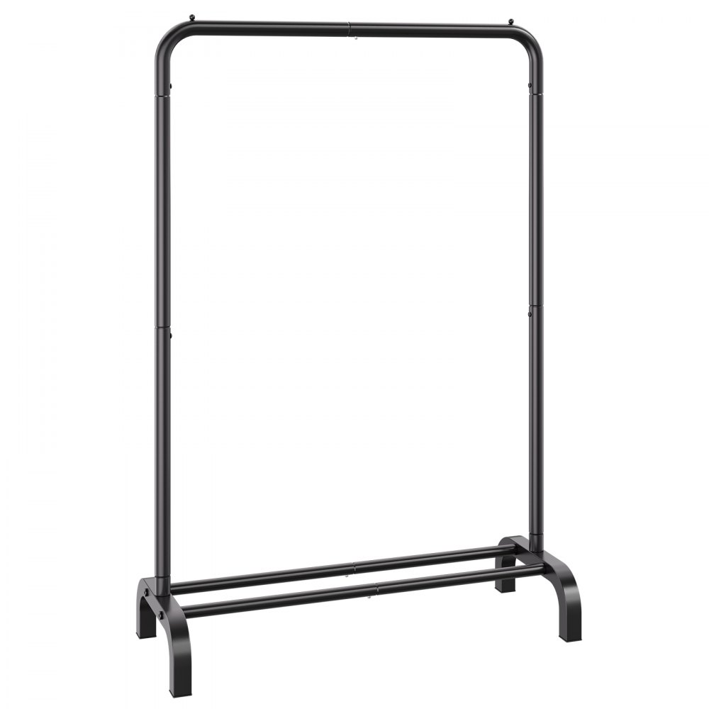 Perchero VEVOR de metal negro con marco rectangular y patas en forma de U para mayor estabilidad.