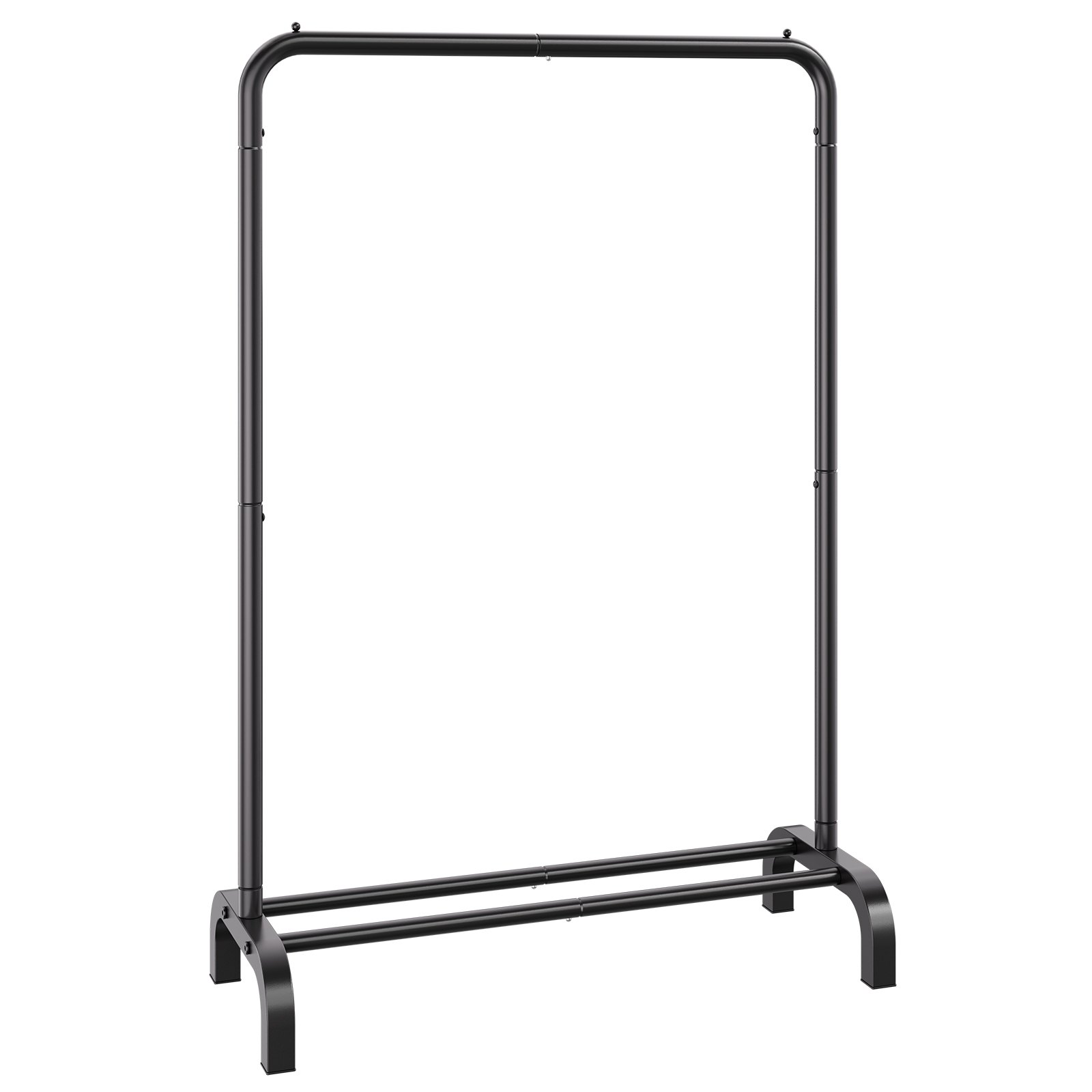 Perchero VEVOR de metal negro con marco rectangular y patas en forma de U para mayor estabilidad.