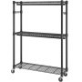 VEVOR Perchero Burro para Ropa con 4 Ruedas de 2 Barras 3 Estantes 2 Soportes Laterales Perchero de Acero Carga de 182 kg Perchero de Pie  1162 x 450 x 2040 mm para Almacenaje de Ropas en Dormitorios
