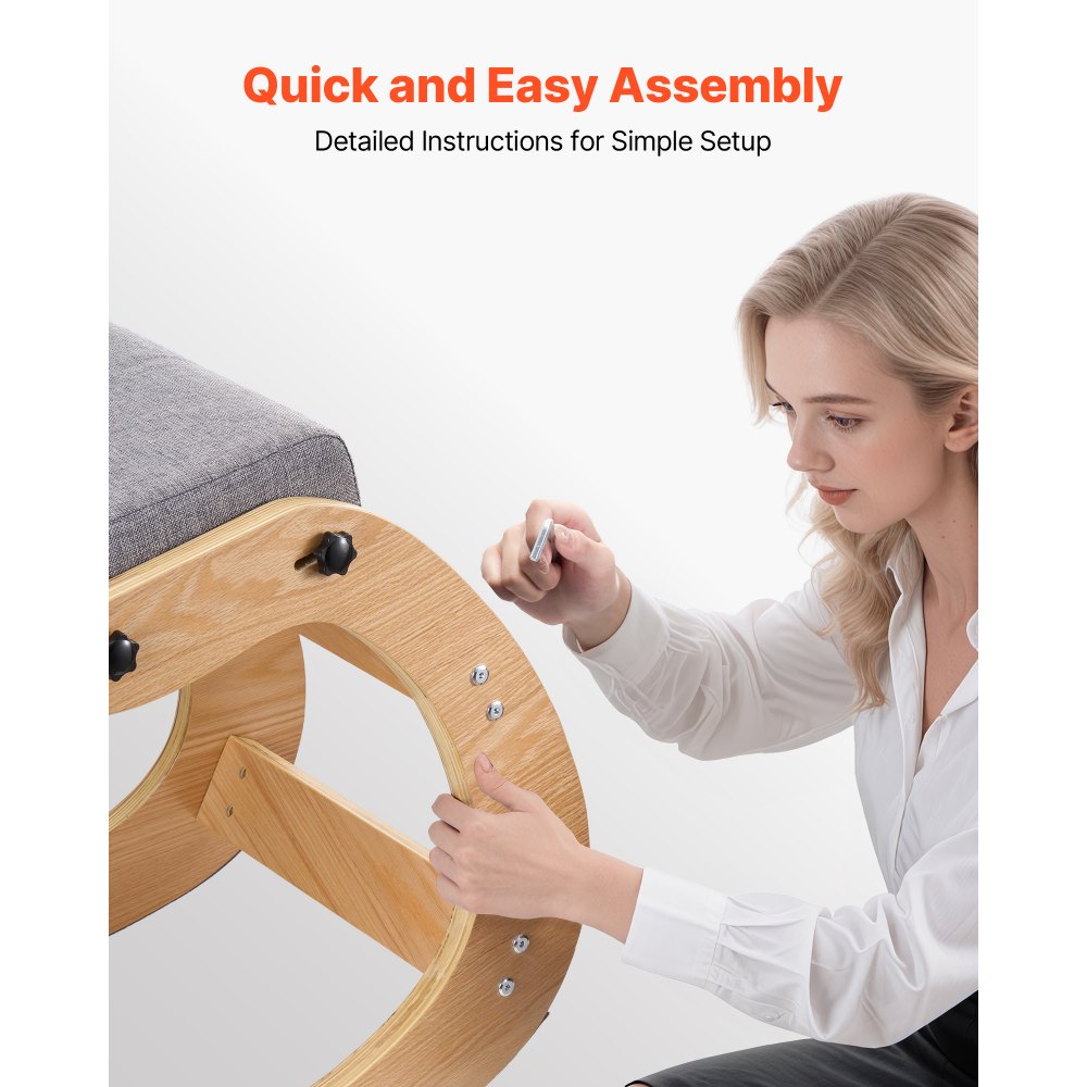 VEVOR Silla Ergonómica de Rodillas con Estructura de Madera, Cojines de Espuma Gruesa Ajustables Grises, Taburete para Rodillas Carga de 120 kg, Relajación de Cuello y Espalda para Hogar, Oficina