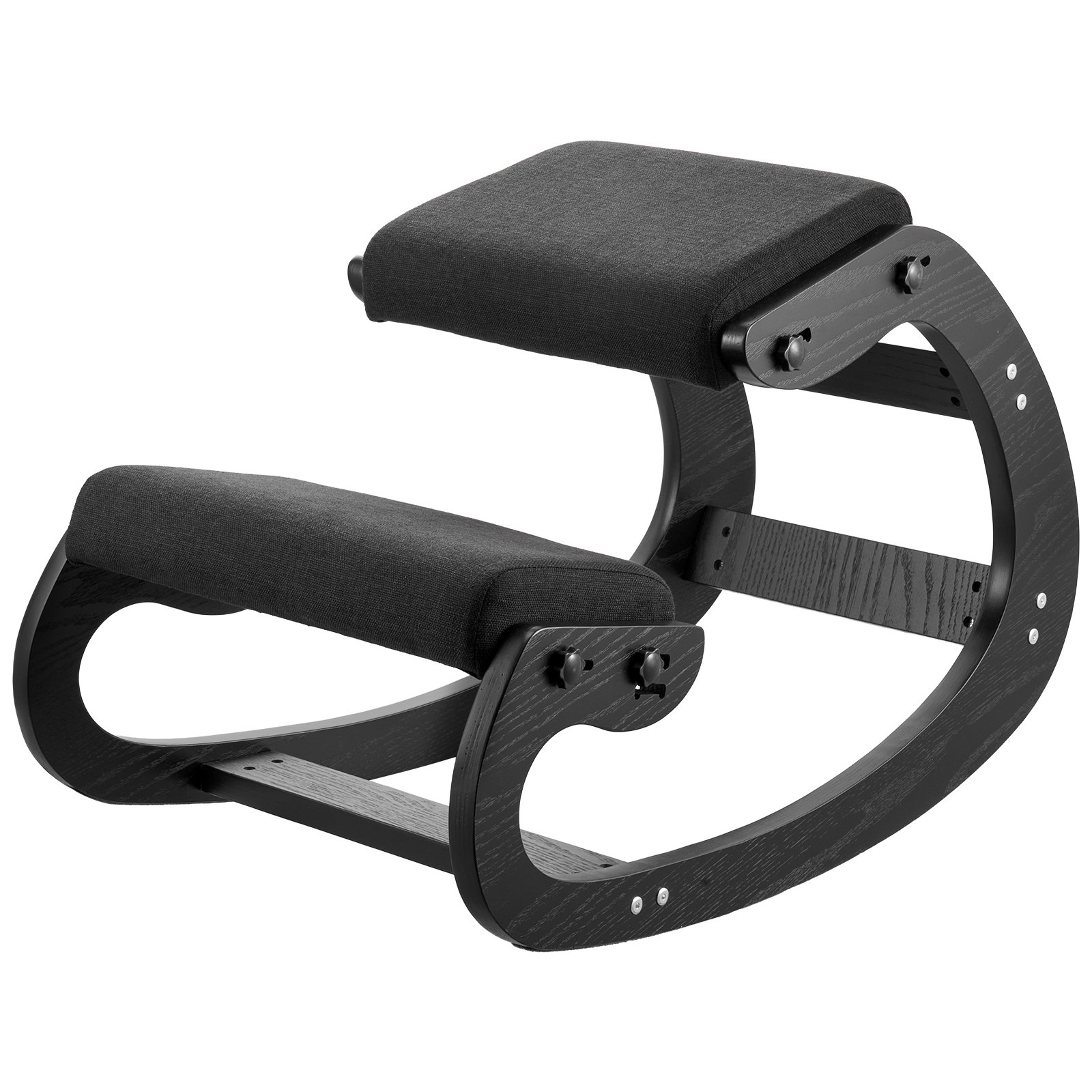 VEVOR Silla Ergonómica de Rodillas con Estructura de Madera, Cojines de Espuma Gruesa Ajustables, Taburete para Rodillas Carga de 120 kg, Relajación de Cuello y Espalda para Hogar, Oficina, Negro