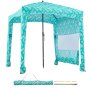 VEVOR Cabaña de Playa con Toldo Lateral, Ligero y Portátil, Protección Solar UPF 50+, Sacos de Arena y Sombrilla Portátil para Toda la Familia y Amigos, Rayas Verde Claro, 1830 x 1830 x 2290 mm