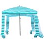 VEVOR Cabaña de Playa con Toldo Lateral, Protección Solar UPF 50+, con Sacos de Arena, Sombrilla Portátil para Toda la Familia, Resistente al Viento, Rayas Verdes y Blancas, 1830 x 1830 x 2290 mm