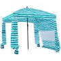 VEVOR Cabaña de Playa con Toldo Lateral, Protección Solar UPF 50+, con Sacos de Arena, Sombrilla Portátil para Toda la Familia, Resistente al Viento, Rayas Verdes y Blancas, 1830 x 1830 x 2290 mm