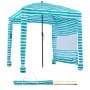 VEVOR Cabaña de Playa con Toldo Lateral, Protección Solar UPF 50+, con Sacos de Arena, Sombrilla Portátil para Toda la Familia, Resistente al Viento, Rayas Verdes y Blancas, 1830 x 1830 x 2290 mm