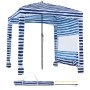 VEVOR Cabaña de Playa con Panel Lateral, Protección Solar UPF 50+, Sacos de Arena, Sombrilla Portátil para Disfrutar en Familia y con Amigos, Rayas Azul Marino y Blanco, 1830 x 1830 x 2290 mm