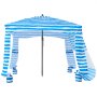 VEVOR Cabaña de Playa con Toldo Lateral, Protección Solar UPF 50+, Incluye Sacos de Arena, Sombrilla Portátil para Disfrutar en Familia o con Amigos, Rayas Azules y Blancas, 1830 x 1830 x 2290 mm