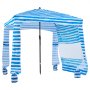 VEVOR Cabaña de Playa con Toldo Lateral, Protección Solar UPF 50+, Incluye Sacos de Arena, Sombrilla Portátil para Disfrutar en Familia o con Amigos, Rayas Azules y Blancas, 1830 x 1830 x 2290 mm