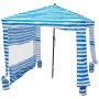 VEVOR Cabaña de Playa con Toldo Lateral, Protección Solar UPF 50+, Incluye Sacos de Arena, Sombrilla Portátil para Disfrutar en Familia o con Amigos, Rayas Azules y Blancas, 1830 x 1830 x 2290 mm